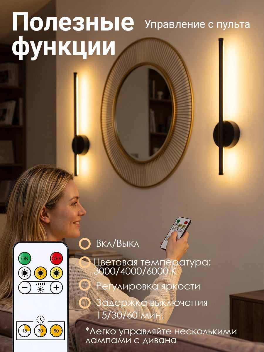 SEEDIQ Светильник настенный беспроводной без сверления с пультом