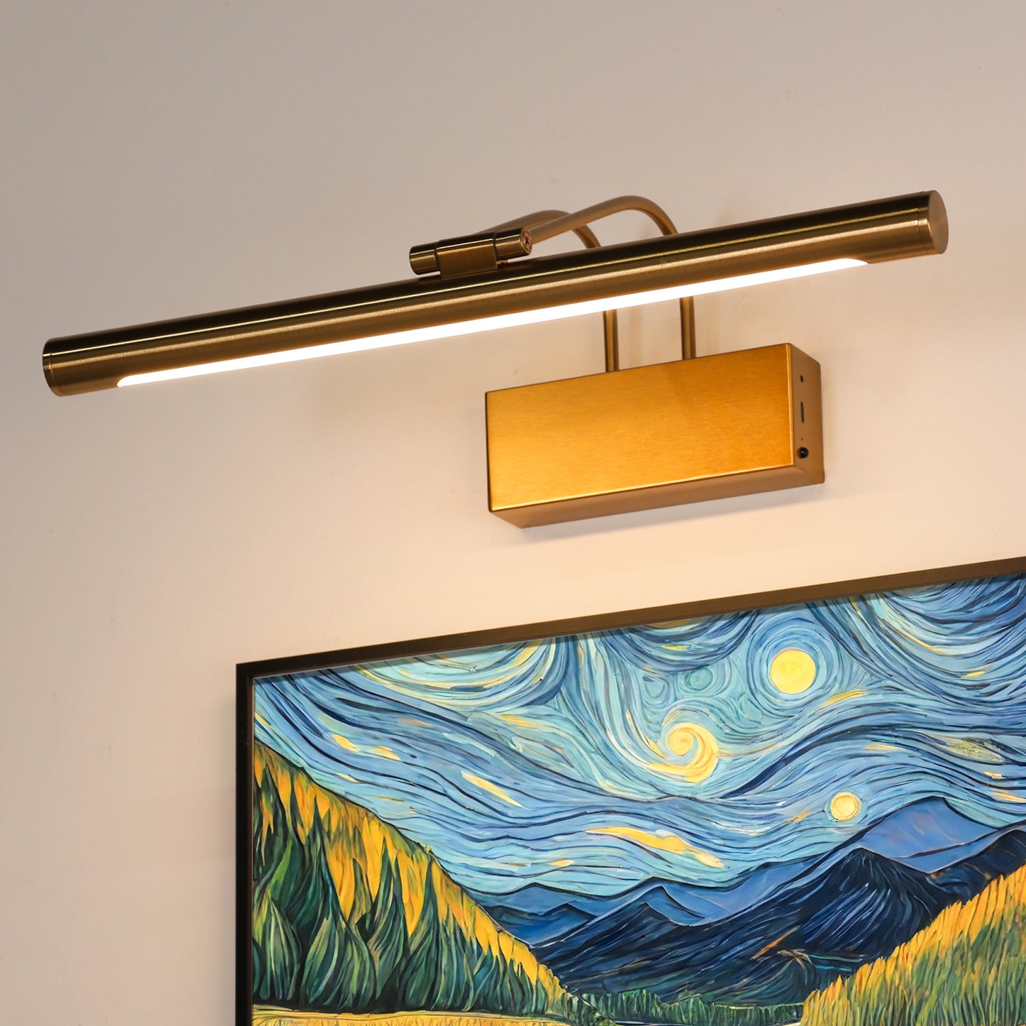 LAMPXURE Brass Battery Operated Picture Wall Light